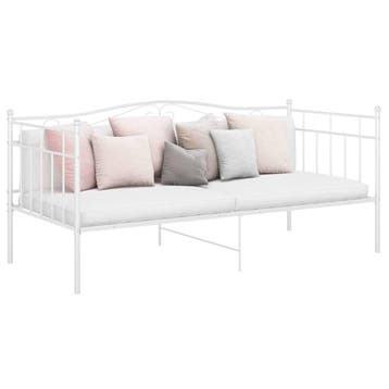 vidaXL Slaapbank metaal wit 90x200 cm, 90 cm, Eenpersoons, Verzenden, Wit