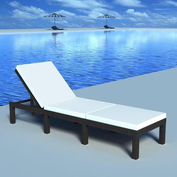 vidaXL Ligbed met kussen poly rattan zwart, Verzenden, Nieuw