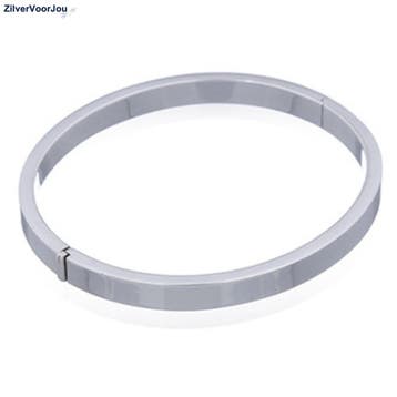 Zilveren ovale slavenarmband  rechthoekige buis  65 x 60 en, Sieraden, Tassen en Uiterlijk, Armbanden, Verzenden, Nieuw, Zilver