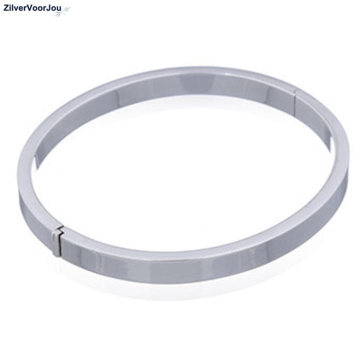 Zilveren ovale slavenarmband  rechthoekige buis  65 x 60 en, Sieraden, Tassen en Uiterlijk, Armbanden, Nieuw, Verzenden