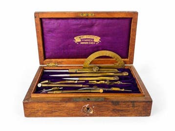 Droog kompas - Messing, Hout - Coffret ancien COMPAS