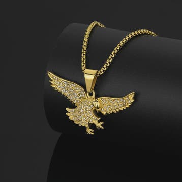 Gouden Eagle Hanger Ketting met Bling - Roestvrij Staal Iced, Verzenden, Nieuw
