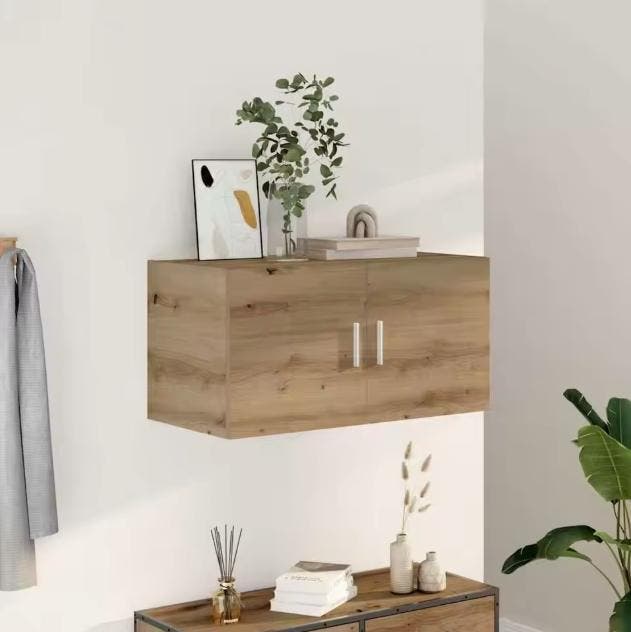 Moderne Houten Wandkast met 2 Deuren in Eikenlook, Huis en Inrichting, Kasten | Kledingkasten, Nieuw, Verzenden