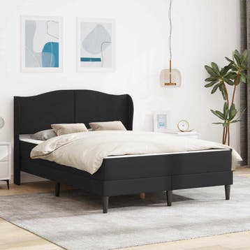 vidaXL Bedframe met hoofdeinde Zwart 120 x 200 cm Kunstleer, Overige materialen, Verzenden, Zwart, Nieuw