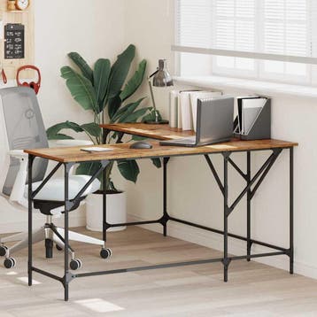 vidaXL Bureau Oud Hout Bewerkt hout 149 x 149 x 75 cm, Huis en Inrichting, Bureaus, Verzenden, Nieuw
