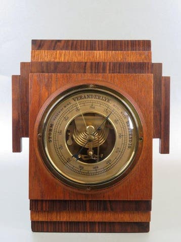 Barometer - Weerstation - hout, glas en metaal - Amsterdamse, Antiek en Kunst