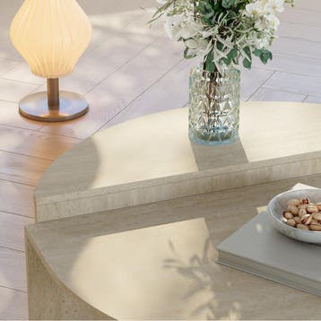 Salontafel Tondesdaslo 90x90x35 cm travertijn [en.casa], Verzenden, Nieuw