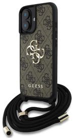 Guess iPhone 16 Back Cover Crossbody 4G Big Logo Cord Bruin, Verzenden, Nieuw, Frontje of Cover