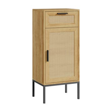 Badkamerkast Marhasa 92x40x30 cm Eikenlook/Zwart [en.casa], Verzenden, Nieuw