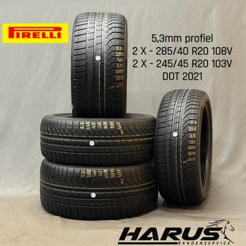245/45/20 285/40/20 Pirelli winterbanden 5,3mm profiel 4X, Gebruikt, 285 mm, Band(en), Personenwagen