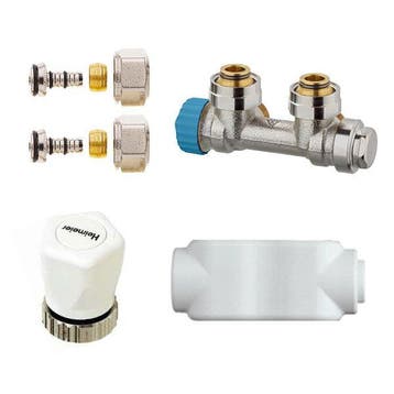 Heimeier aansluitset haaks - 16 mm - open/dicht, Verzenden, Nieuw