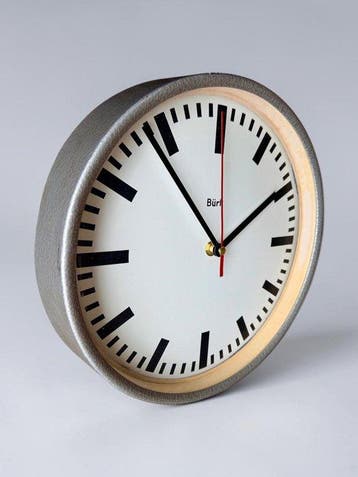 Wandklok - Bürk - Large Bauhaus-Style - Industrial Staal -
