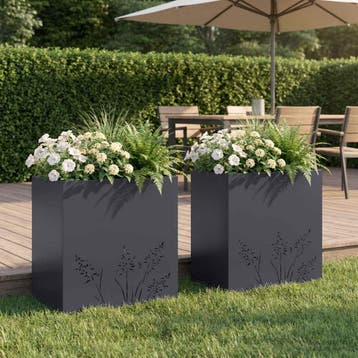 vidaXL Plantenbak 2 st Antraciet 50 x 30 x 49 cm Koudgewalst, Verzenden, Minder dan 60 cm, Nieuw, Metaal