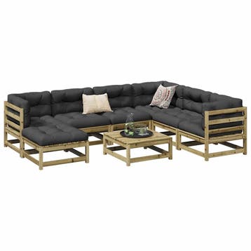 vidaXL 8-delige Loungeset geïmpregneerd grenenhout, Verzenden, Nieuw, Loungeset