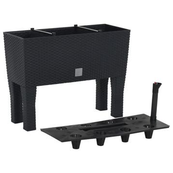 vidaXL Plantenbak verhoogd 60x25x46 cm PP rattan, Kunststof, Verzenden, Nieuw, 60 tot 100 cm