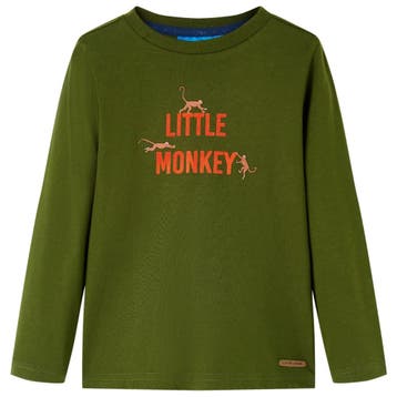 vidaXL Kindershirt met lange mouwen 116 donkerkakikleurig, Verzenden, Nieuw