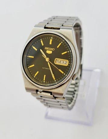 Seiko - Seiko 5 Automatic 7009-3130 Black & Gold Dial –
