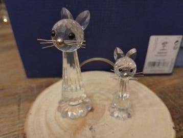 Swarovski - Beeldje - kat groot en klein - Kristal