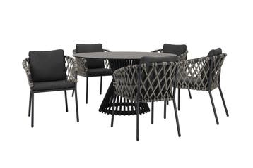 Amalfi Pasadena dining tuinset 140 cm rond 6 delig, Ophalen of Verzenden, Nieuw