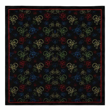 Bandana Zakdoek 55x55cm – Schedelprint – Zwart Multicolor, Nieuw