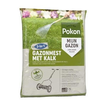Gazonmest met kalk 3-in-1 | Pokon | 75 m² (5 kg), Verzenden, Nieuw