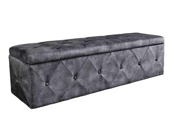 Chesterfield Slaapbank EXTRAVAGANCIA 140cm Grijs Fluweel met, Ophalen of Verzenden, Nieuw