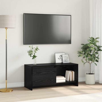 vidaXL Tv-meubelset 90 x 35 x 40 cm Zwart Eiken Bewerkt hout, Minder dan 50 cm, Verzenden, Nieuw, Minder dan 100 cm