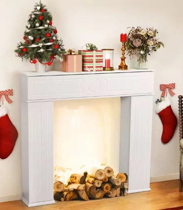 Witte decoratieve haard met opbergruimte – 107 cm breed, Verzenden, Nieuw