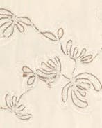 Katoen Geborduurd Bloemen Off White/Bruin, Hobby en Vrije tijd, Nieuw, Wit