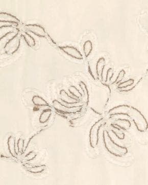Katoen Geborduurd Bloemen Off White/Bruin, Nieuw, Wit