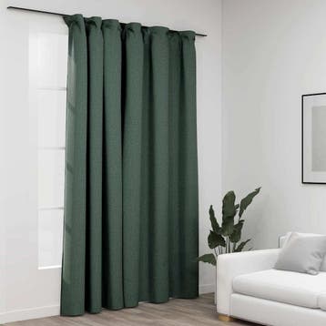 vidaXL Gordijn linnen-look verduisterend met haken 290x245, Verzenden, Nieuw, Groen