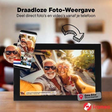 Digitale Fotolijst 10.1 inch - Glas Display - HD - Frameo Ap, Verzenden, Zo goed als nieuw