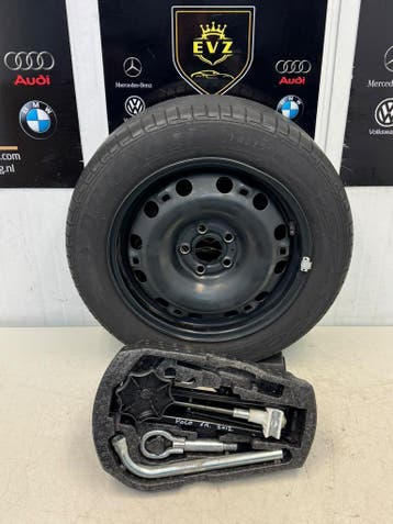 Reservewiel met Krikset VW Polo 6R 185/60R15 5x100, Gebruikt, 15 inch, Banden en Velgen, 185 mm