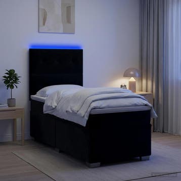 vidaXL Boxspringbed met matras Zwart 80 x 200 cm Fluweel, Eenpersoons, Verzenden, Zwart, Nieuw