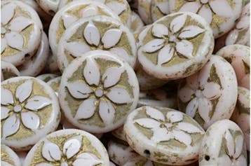 1 x TBC Flower Coin kraal Tsjechische Table Cut Beads 18..., Ophalen of Verzenden, Nieuw, Kraal