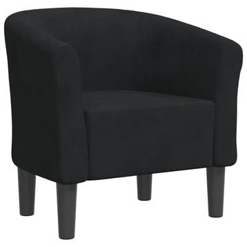 Fauteuil zwart fluweel | Tweedekansje | OP=OP, Huis en Inrichting, Fauteuils, Gebruikt, Minder dan 75 cm, Ophalen of Verzenden