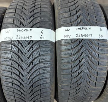 2x 225-55-17 Michelin Winter 101V 2x 6mm €60 PST 225 55 17, Auto-onderdelen, Ophalen, Gebruikt, 17 inch, Winterbanden