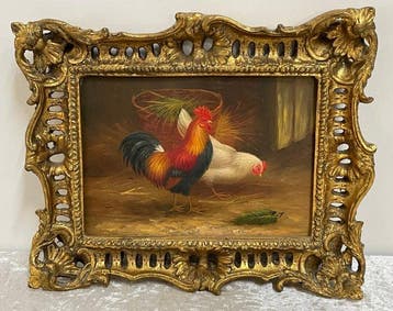 R.T. - Barok Schilderij Haan met Kip