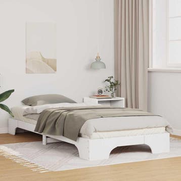 vidaXL Bedframe Wit 100 x 210 cm Massief grenenhout, Huis en Inrichting, Slaapkamer | Bedden, Verzenden, Nieuw, Wit, Hout