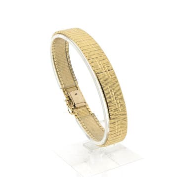 Vintage brede gouden armband (Schakelarmband), Ophalen of Verzenden, Gebruikt, Goud, Goud