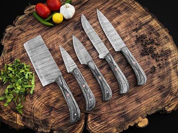 Keukenmes - Kitchen knife set - CA74 - Staal, Hout,