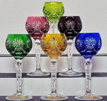 |- (6) x *Exquisites Set antiker/Vintage Bleikristallgläser