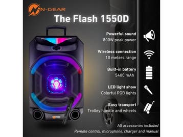 N-GEAR THE FLASH 1550D - karaoke set - 15 woofer -, Audio, Tv en Foto, Karaoke-apparatuur, Verzenden, Nieuw