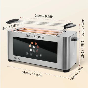 RVS Broodrooster 1400W met Touch Display – 4 Sneetjes, Verzenden