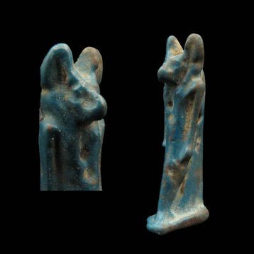 Oud-Egyptisch Faience amulet van de Jakhalengod Anubis (1x)