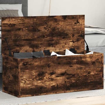 vidaXL Opbergbox 90x35x35 cm bewerkt hout gerookt, Verzenden, Nieuw