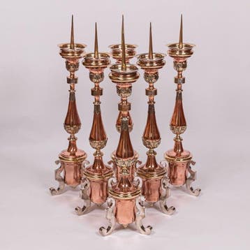 Set van 6 kandelaren, 19e-eeuw - Koper - 1850-1900