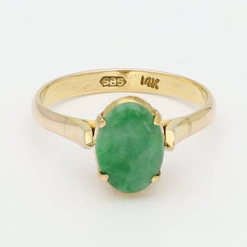 Ring - 14 karaat Geel goud - Jade, Nieuw