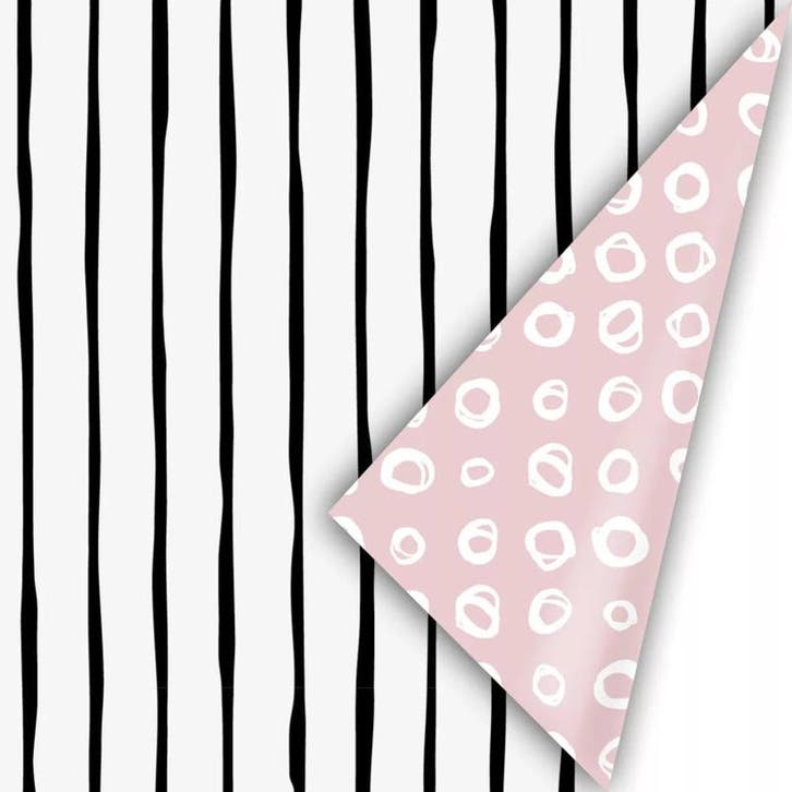 3M Line art zwart wit / roze (Cadeaupapier 3M, Inpakpapier), Diversen, Cadeaupapier, Nieuw, Ophalen of Verzenden