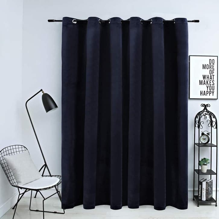 vidaXL Gordijn verduisterend met ringen 290x245 cm fluweel, Huis en Inrichting, Stoffering | Gordijnen en Lamellen, Zwart, Nieuw